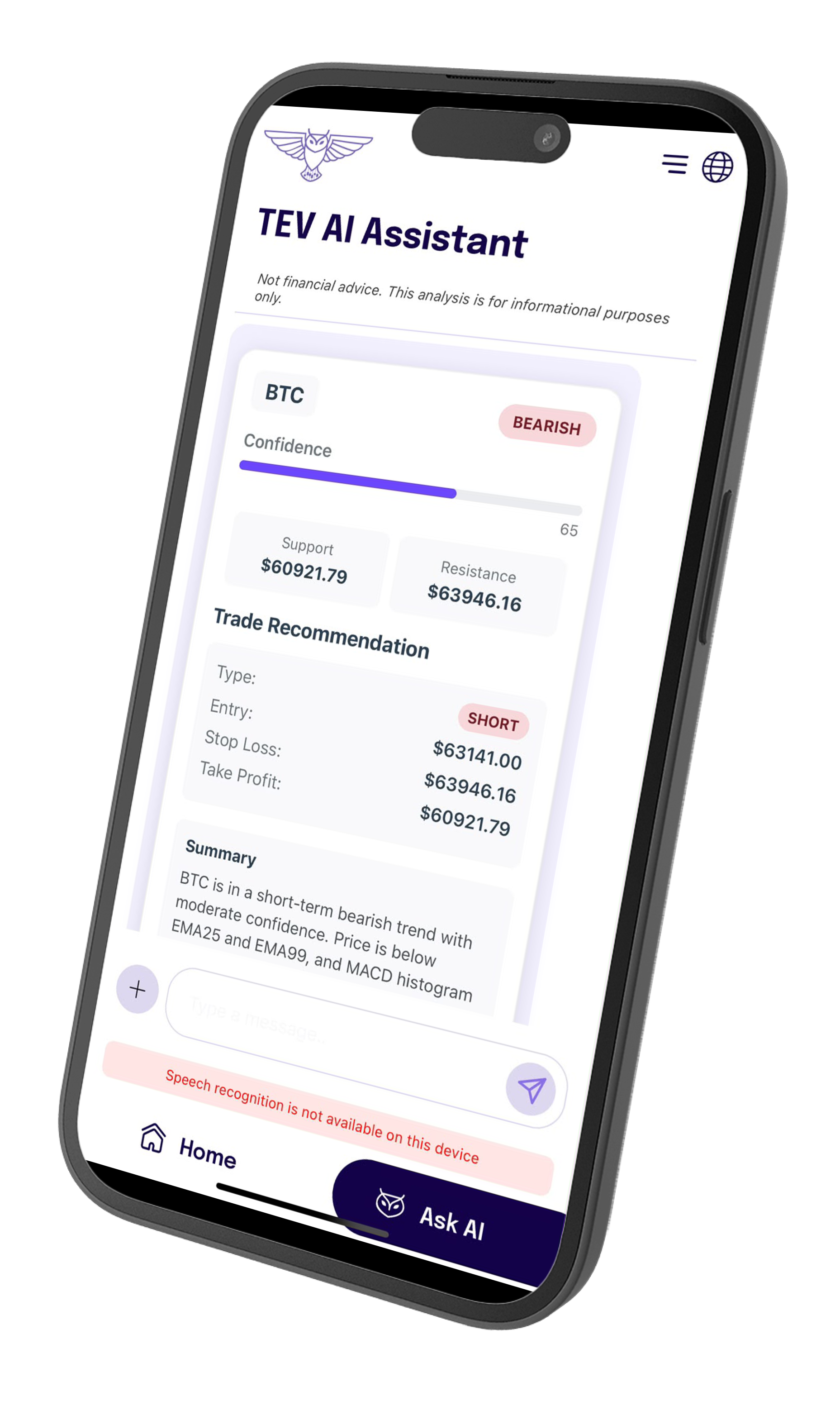 TEV AI - MOBILE APP  mockup 1