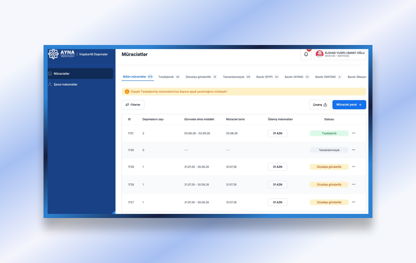 İriqabaritli Daşımalar (Oversized Cargo Transport Permits) mockup 1