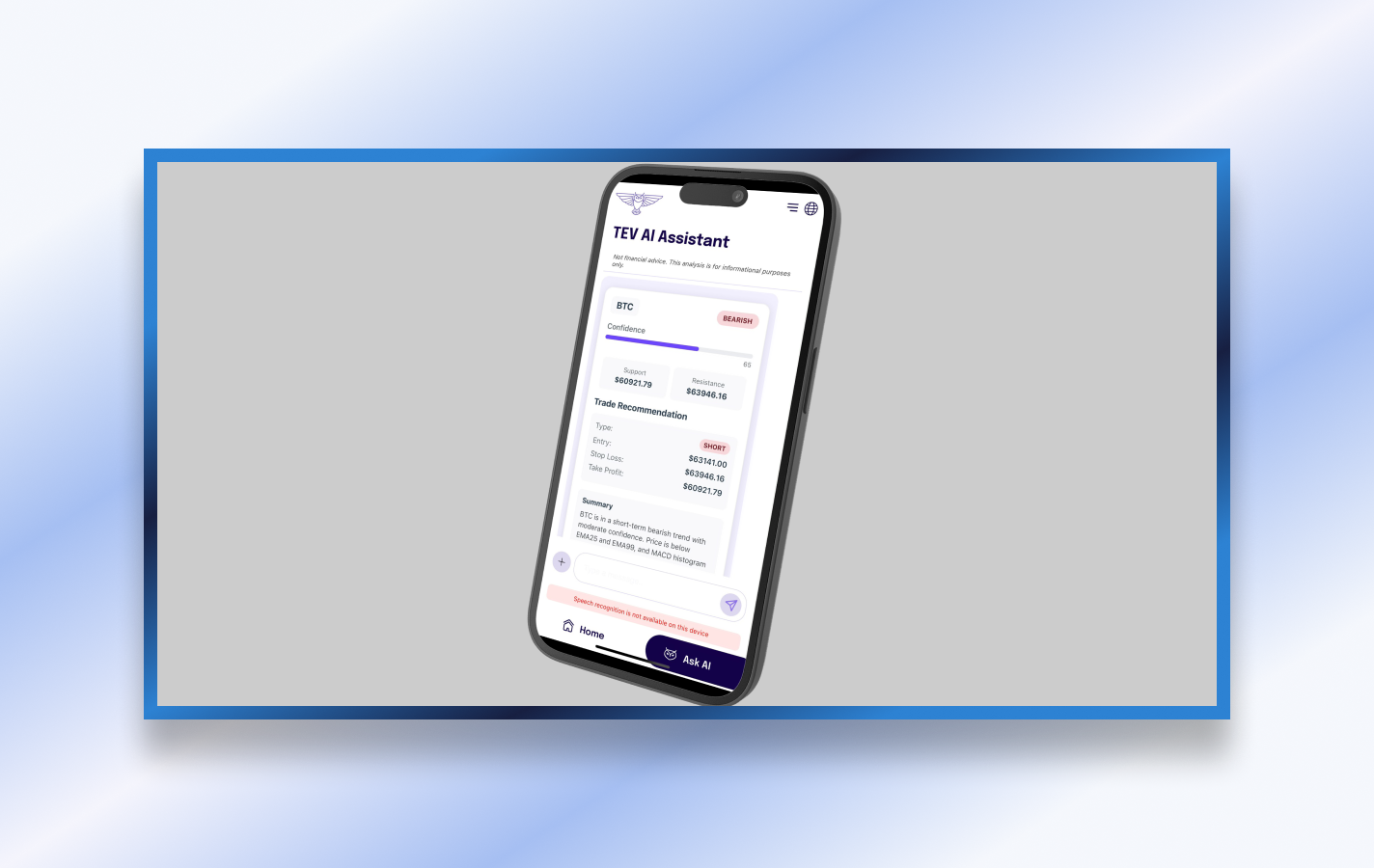 TEV AI - MOBILE APP  mockup 2